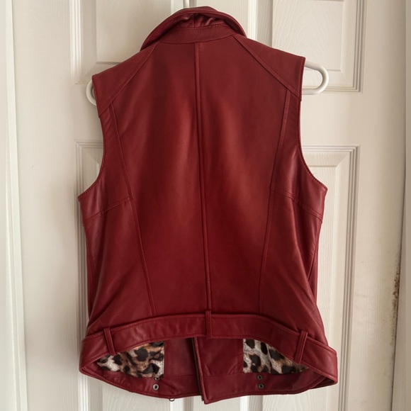 Vintage Cache Leather Motorcycle Vest, Red, M - Picture 6 of 6
